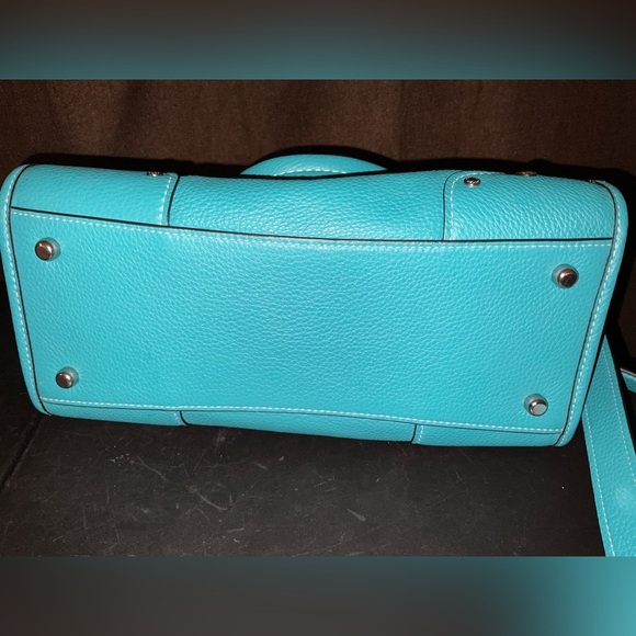 COACH MILLIE SATCHEL TEAL w/SILVER ACCENT VIRTUALLY NEW y2k RARE color pristine - Picture 9 of 17
